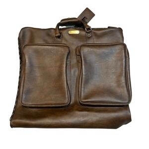 Hazel Vintage Brown Leather Garment Bag Travel Carry-on Luggage